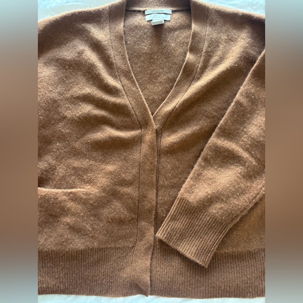 Nordstrom Signature Collection Brown Cashmete V-Neck Women's Cardigan Size M